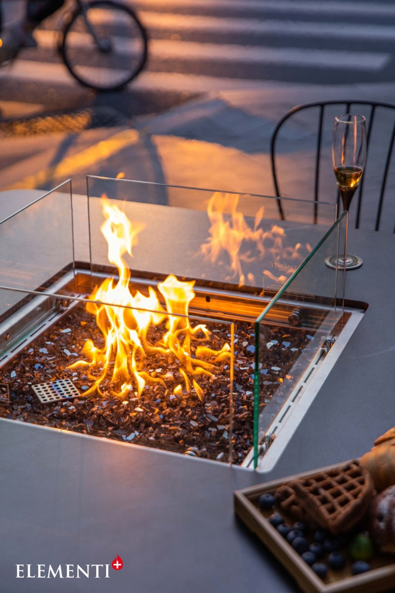 Elementi Plus Brugge Marble Porcelain Gas Dining Height Fire Table 46" Fire Pit Table Elementi   