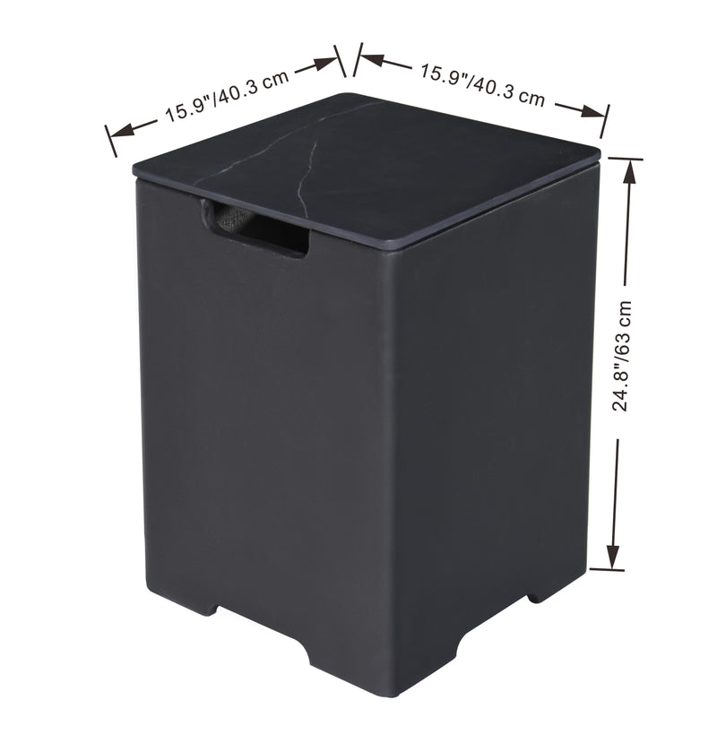 Elementi Plus Square Tank Cover - Marble Porcelain Top with GFRC Base 16" x 16" x 25" - Multiple Colors Available Tank Cover Elementi   
