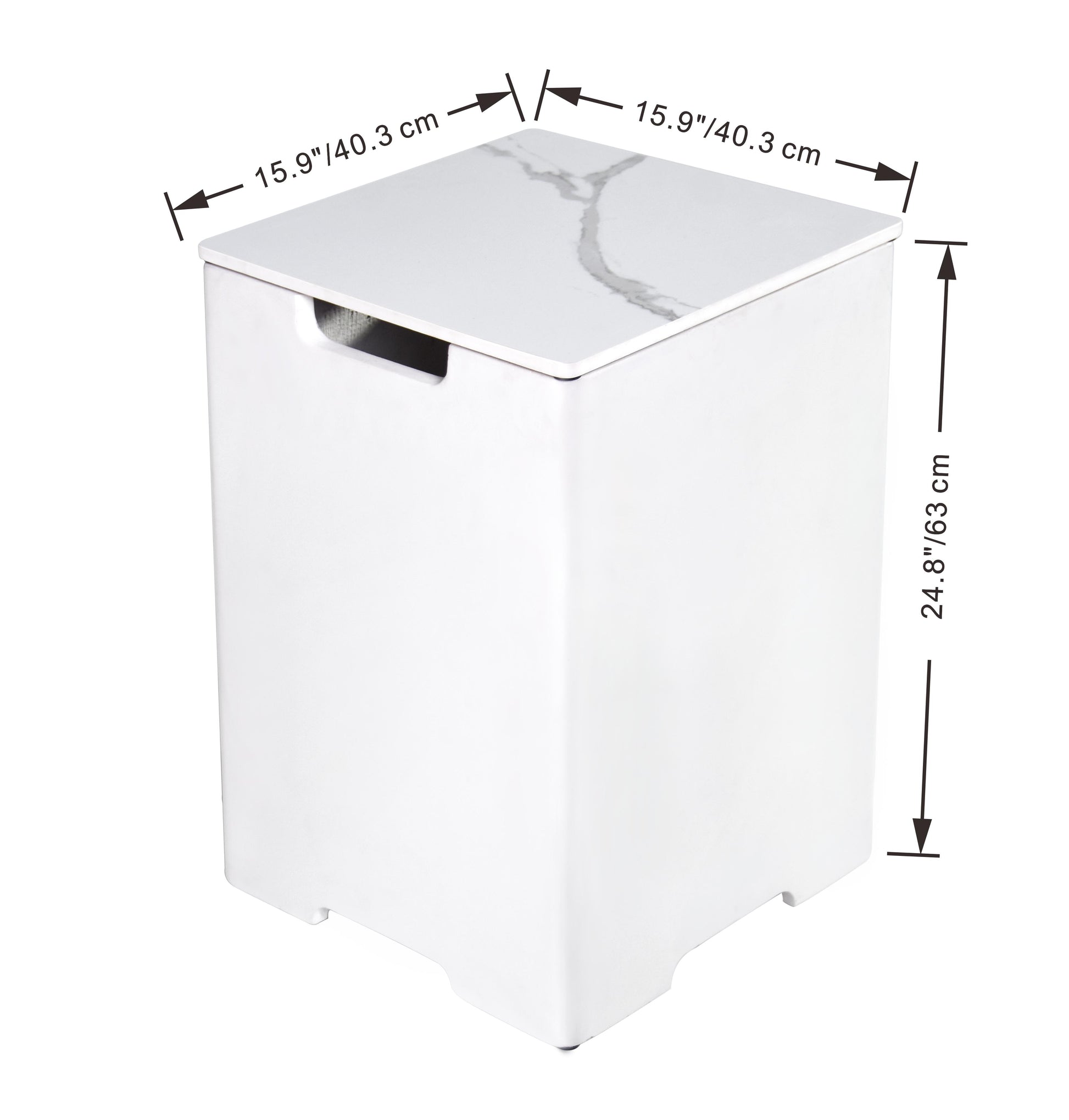 Elementi Plus Square Tank Cover - Marble Porcelain Top with GFRC Base 16" x 16" x 21" - Multiple Colors Available Tank Cover Elementi   