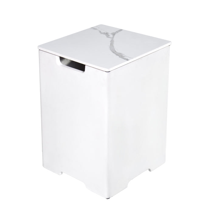 Elementi Plus Square Tank Cover - Marble Porcelain Top with GFRC Base 16" x 16" x 21" - Multiple Colors Available Tank Cover Elementi White  