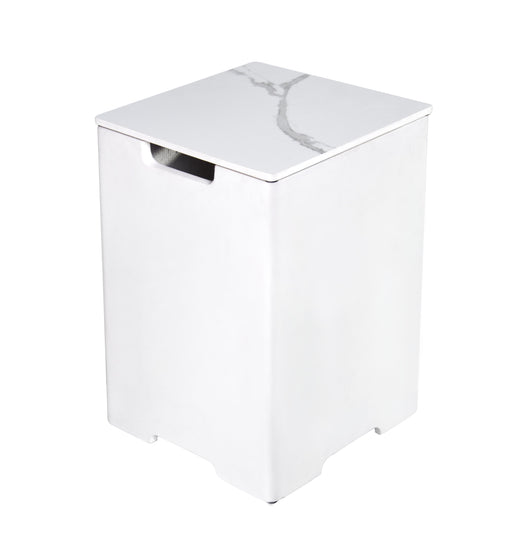 Elementi Plus Square Tank Cover - Marble Porcelain Top with GFRC Base 16" x 16" x 25" - Multiple Colors Available Tank Cover Elementi White  