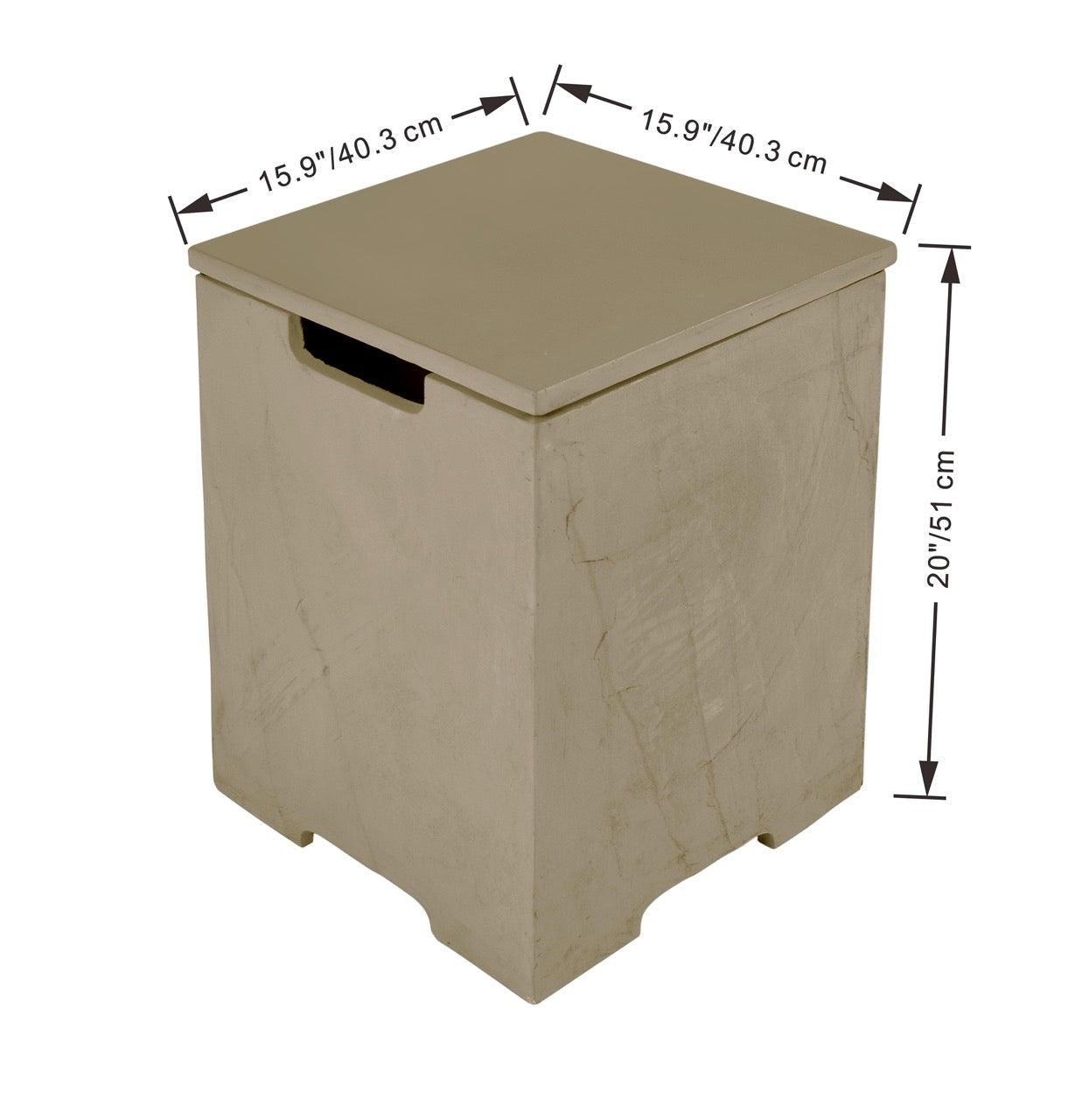 Elementi Plus Square Concrete Tank Cover 16" x 16" x 20" - Multiple Colors Available Tank Cover Elementi   