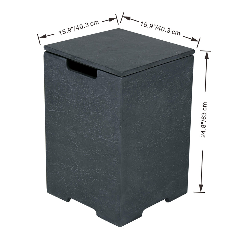 Elementi Plus Square Concrete Tank Cover 16" x 16" x 25" - Multiple Colors Available Tank Cover Elementi   