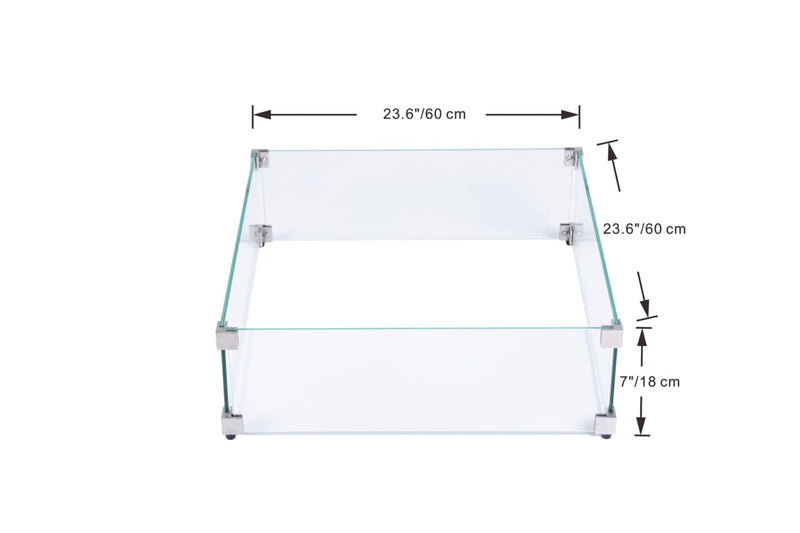 Elementi Plus Glass Wind Guard, Square 24" Wind Guards Elementi   