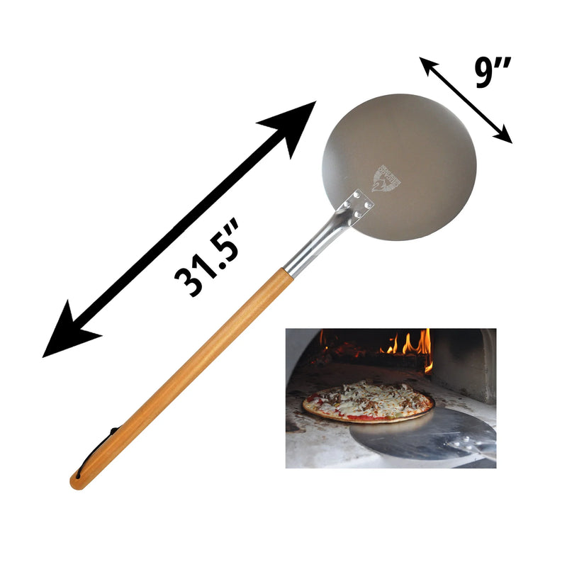Chicago Brick Oven Aluminum Pizza Peel With Leather Strap & Detachable Wood Handle, 9" Pizza Peel Chicago Brick Oven (CBO)   