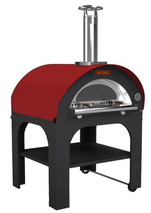 Belforno Grande Wood Fired Portable Free Standing Outdoor Pizza Oven, Available in 6 Colors, Cook 4 pizzas at a time Pizza Oven Belforno Red  