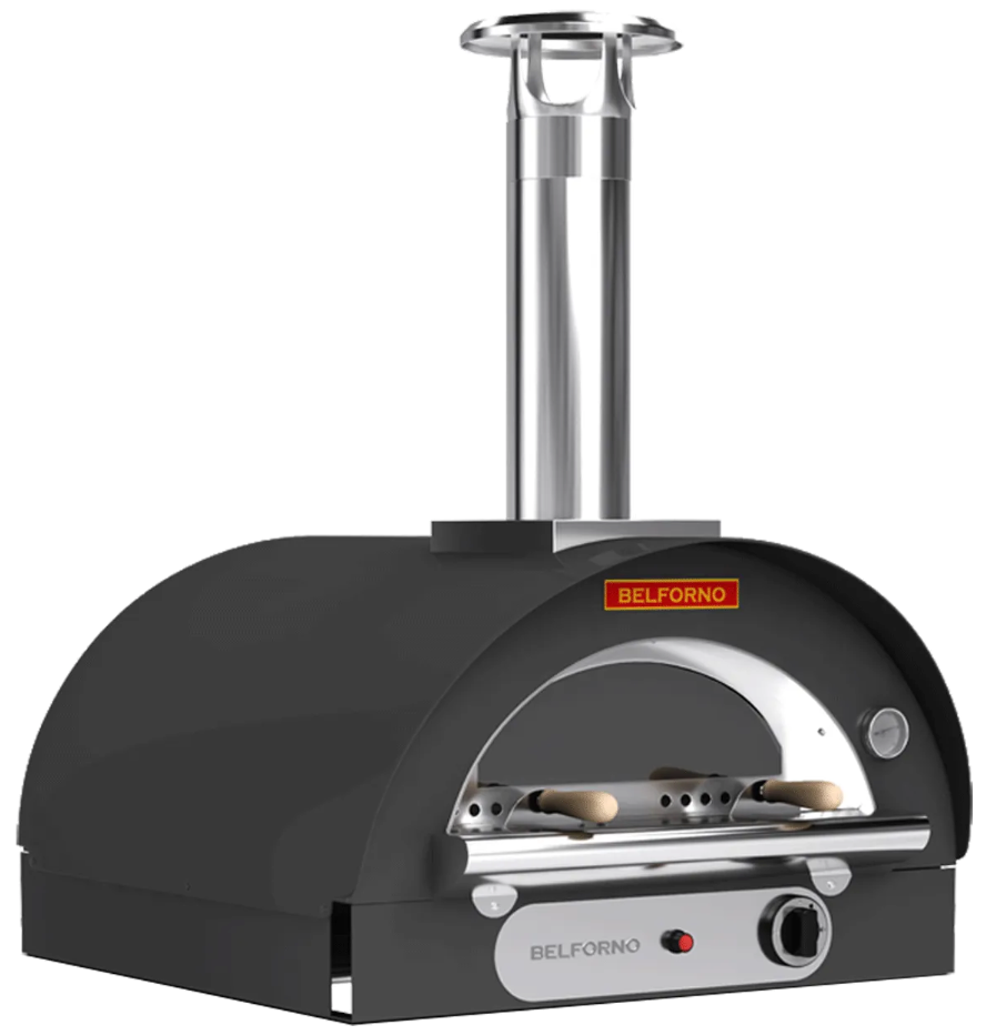 Belforno Piccolo Dual Fuel (Gas + Wood) Countertop Portable Outdoor Pizza Oven, Available in 6 Colors, Cook 2 pizzas at a time Pizza Oven Belforno Black  