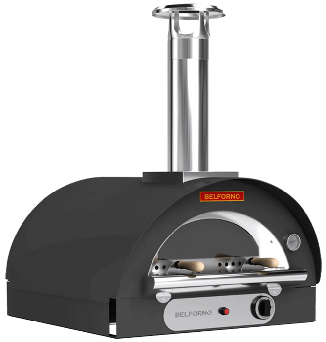 Belforno Piccolo Dual Fuel (Gas + Wood) Countertop Portable Outdoor Pizza Oven, Available in 6 Colors, Cook 2 pizzas at a time Pizza Oven Belforno Black  