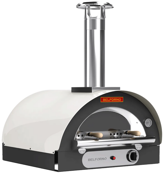 Belforno Piccolo Dual Fuel (Gas + Wood) Countertop Portable Outdoor Pizza Oven, Available in 6 Colors, Cook 2 pizzas at a time Pizza Oven Belforno Linen  