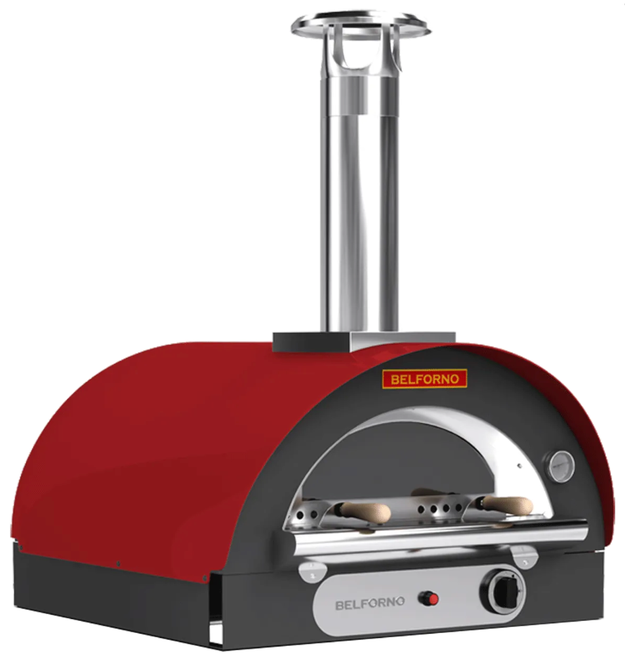 Belforno Piccolo Dual Fuel (Gas + Wood) Countertop Portable Outdoor Pizza Oven, Available in 6 Colors, Cook 2 pizzas at a time Pizza Oven Belforno Red  