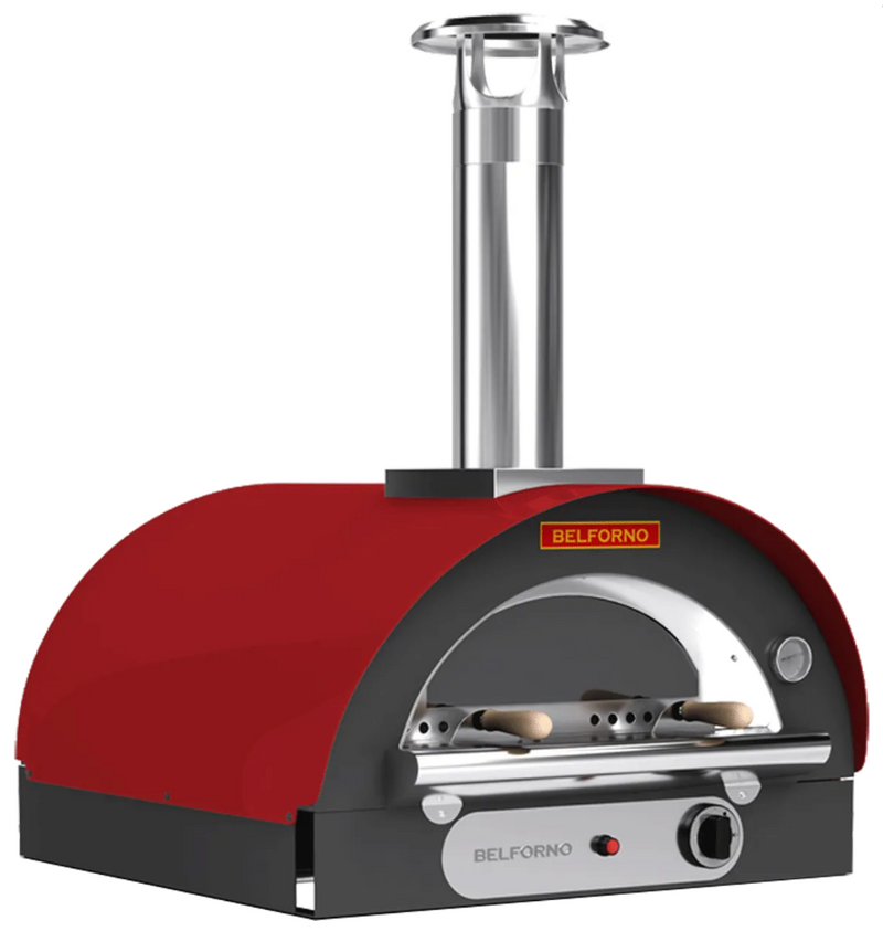 Belforno Piccolo Dual Fuel (Gas + Wood) Countertop Portable Outdoor Pizza Oven, Available in 6 Colors, Cook 2 pizzas at a time Pizza Oven Belforno Red  