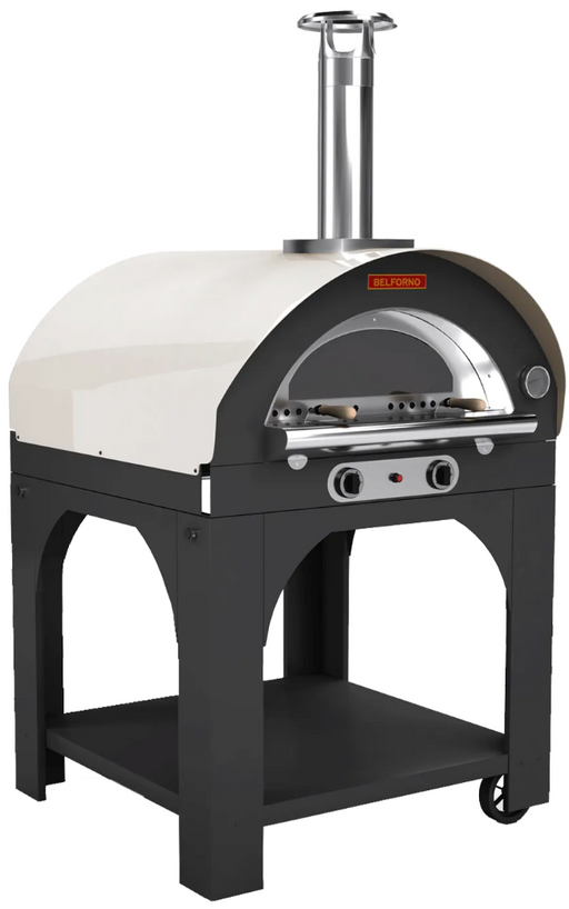 Belforno Grande Dual Fuel (Gas + Wood) Portable Free Standing Outdoor Pizza Oven, Available in 6 Colors, Cook 4 pizzas at a time Pizza Oven Belforno Linen  