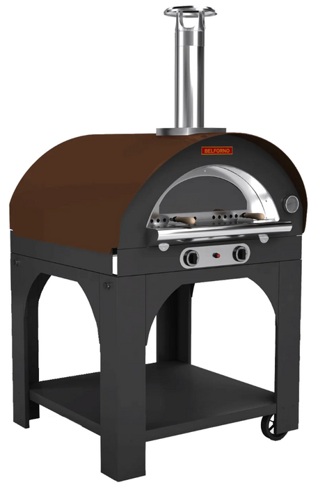Belforno Grande Dual Fuel (Gas + Wood) Portable Free Standing Outdoor Pizza Oven, Available in 6 Colors, Cook 4 pizzas at a time Pizza Oven Belforno Copper  
