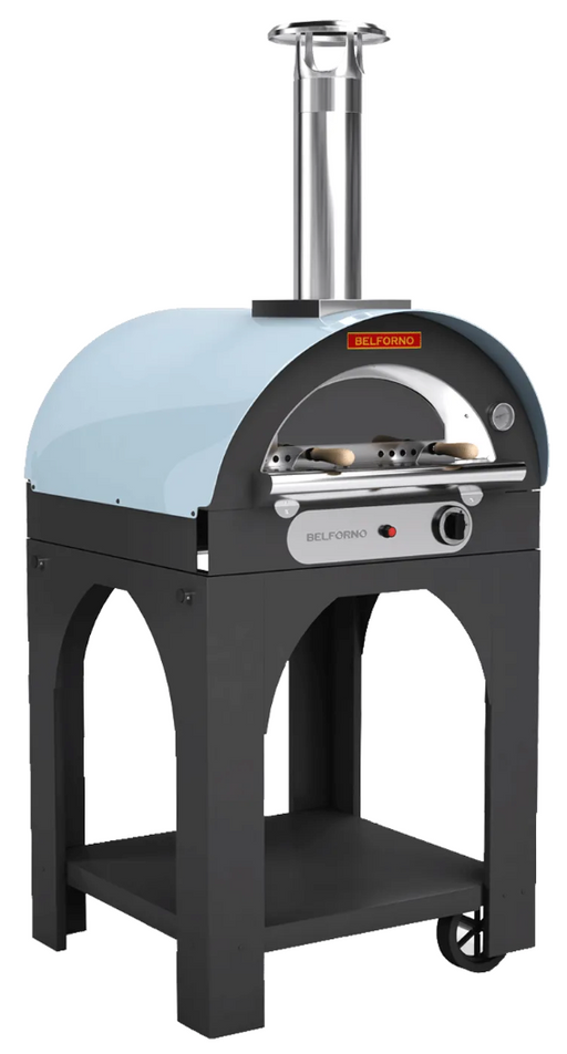 Belforno Piccolo Dual Fuel (Gas + Wood) Portable Free Standing Outdoor Pizza Oven, Available in 6 Colors, Cook 2 pizzas at a time Pizza Oven Belforno Sky  