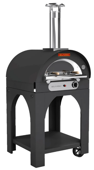 Belforno Piccolo Dual Fuel (Gas + Wood) Portable Free Standing Outdoor Pizza Oven, Available in 6 Colors, Cook 2 pizzas at a time Pizza Oven Belforno Black  