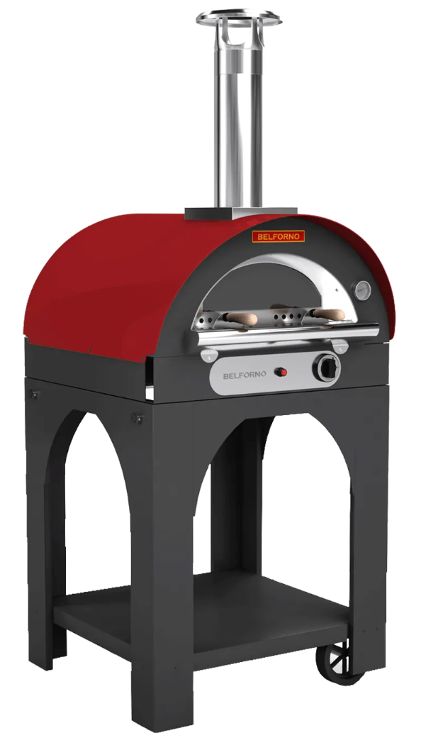 Belforno Piccolo Dual Fuel (Gas + Wood) Portable Free Standing Outdoor Pizza Oven, Available in 6 Colors, Cook 2 pizzas at a time Pizza Oven Belforno Red  