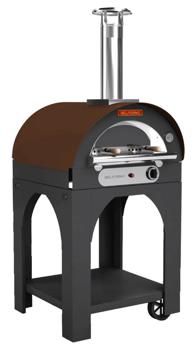 Belforno Piccolo Dual Fuel (Gas + Wood) Portable Free Standing Outdoor Pizza Oven, Available in 6 Colors, Cook 2 pizzas at a time Pizza Oven Belforno Copper  