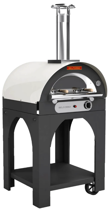 Belforno Piccolo Dual Fuel (Gas + Wood) Portable Free Standing Outdoor Pizza Oven, Available in 6 Colors, Cook 2 pizzas at a time Pizza Oven Belforno Linen  