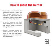 Vamparossa E2 Natural Gas Burner, Electronic Ignition & Temp Regulation with Screen Controls, for Extra Large Ovens with internal size 42-56 inches Gas Burners for Pizza Ovens Vamparossa   