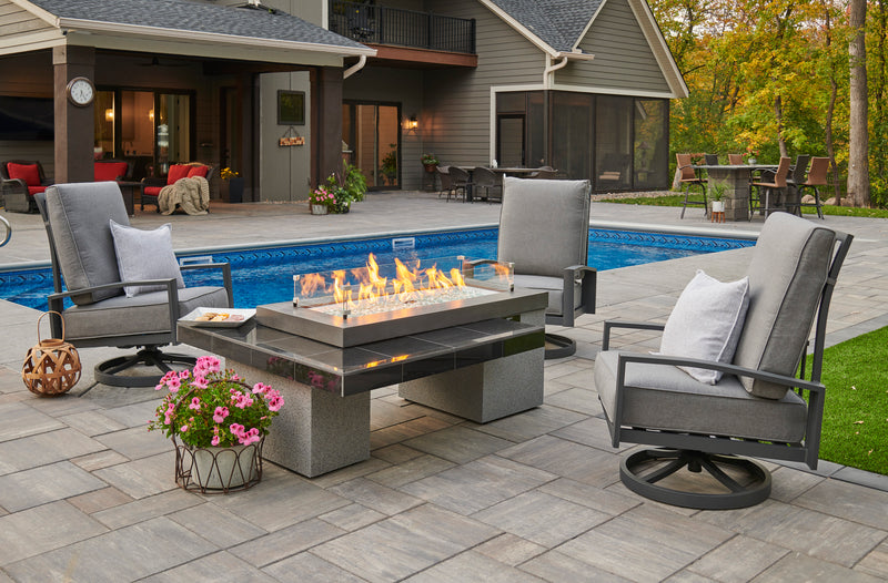 The Outdoor GreatRoom Company 65" Black Uptown Linear Gas Fire Pit Table (UPT-1242) Fire Pit Table The Outdoor GreatRoom Company   