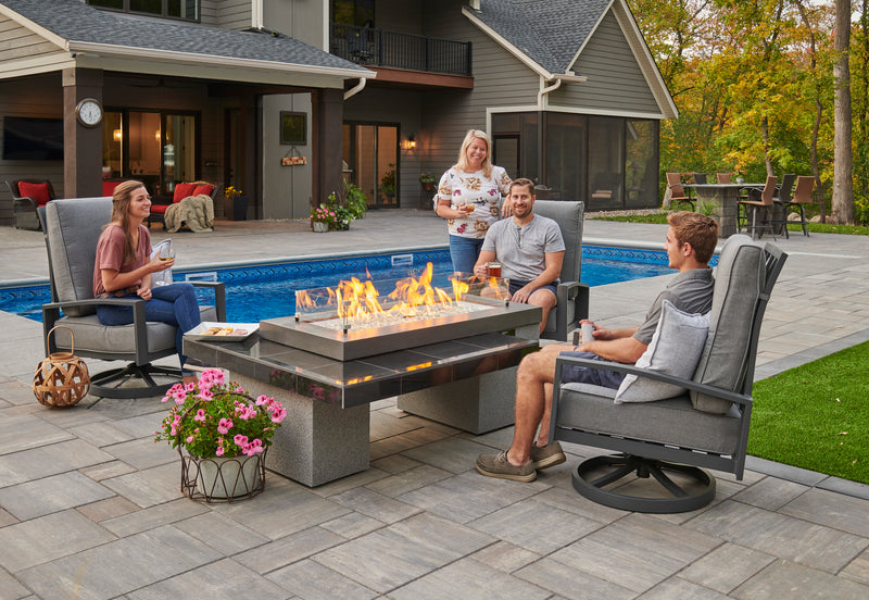 The Outdoor GreatRoom Company 65" Black Uptown Linear Gas Fire Pit Table (UPT-1242) Fire Pit Table The Outdoor GreatRoom Company   
