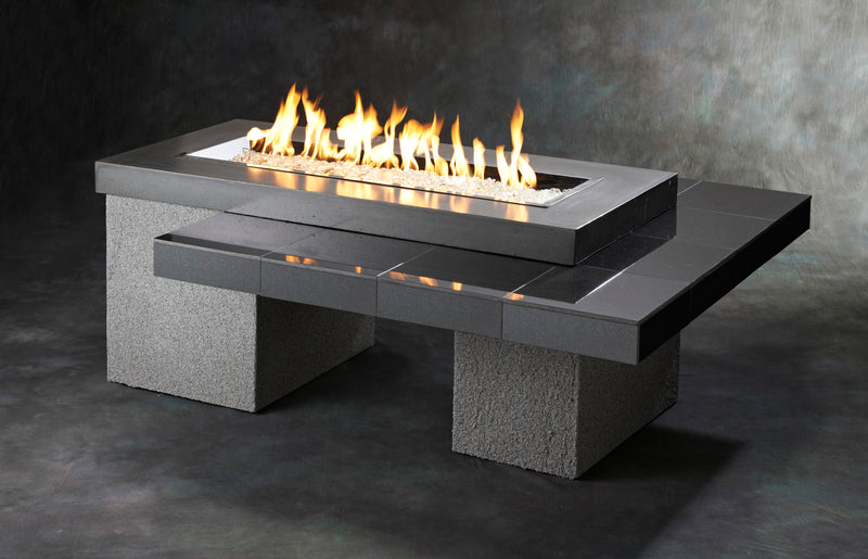 The Outdoor GreatRoom Company 65" Black Uptown Linear Gas Fire Pit Table (UPT-1242) Fire Pit Table The Outdoor GreatRoom Company   