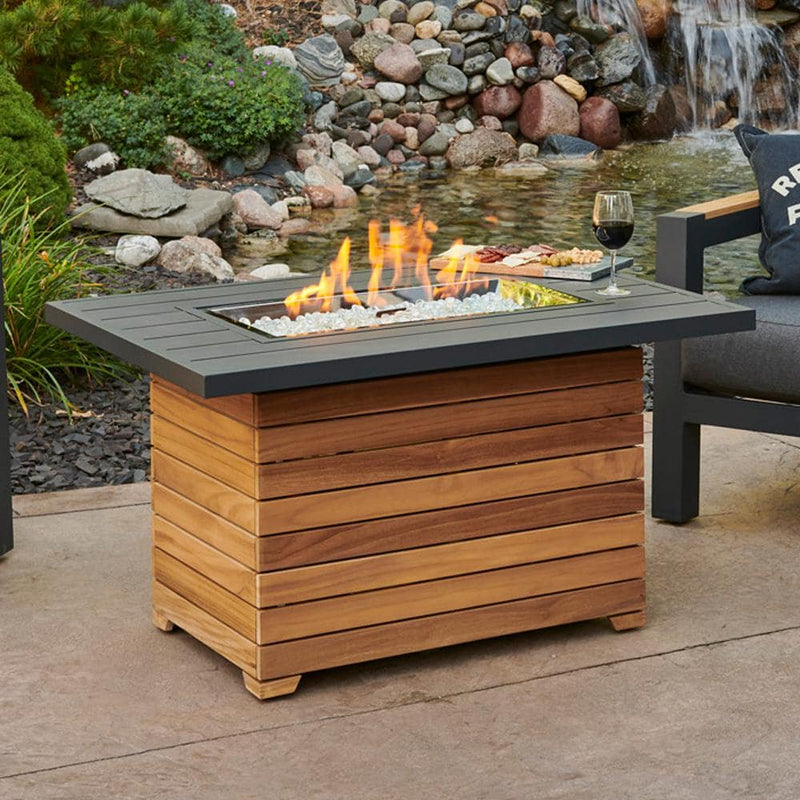 The Outdoor GreatRoom Company Darien 42" Rectangular Gas Fire Pit Table with Aluminum Top (DAR-1224-K) Fire Pit Table The Outdoor GreatRoom Company   