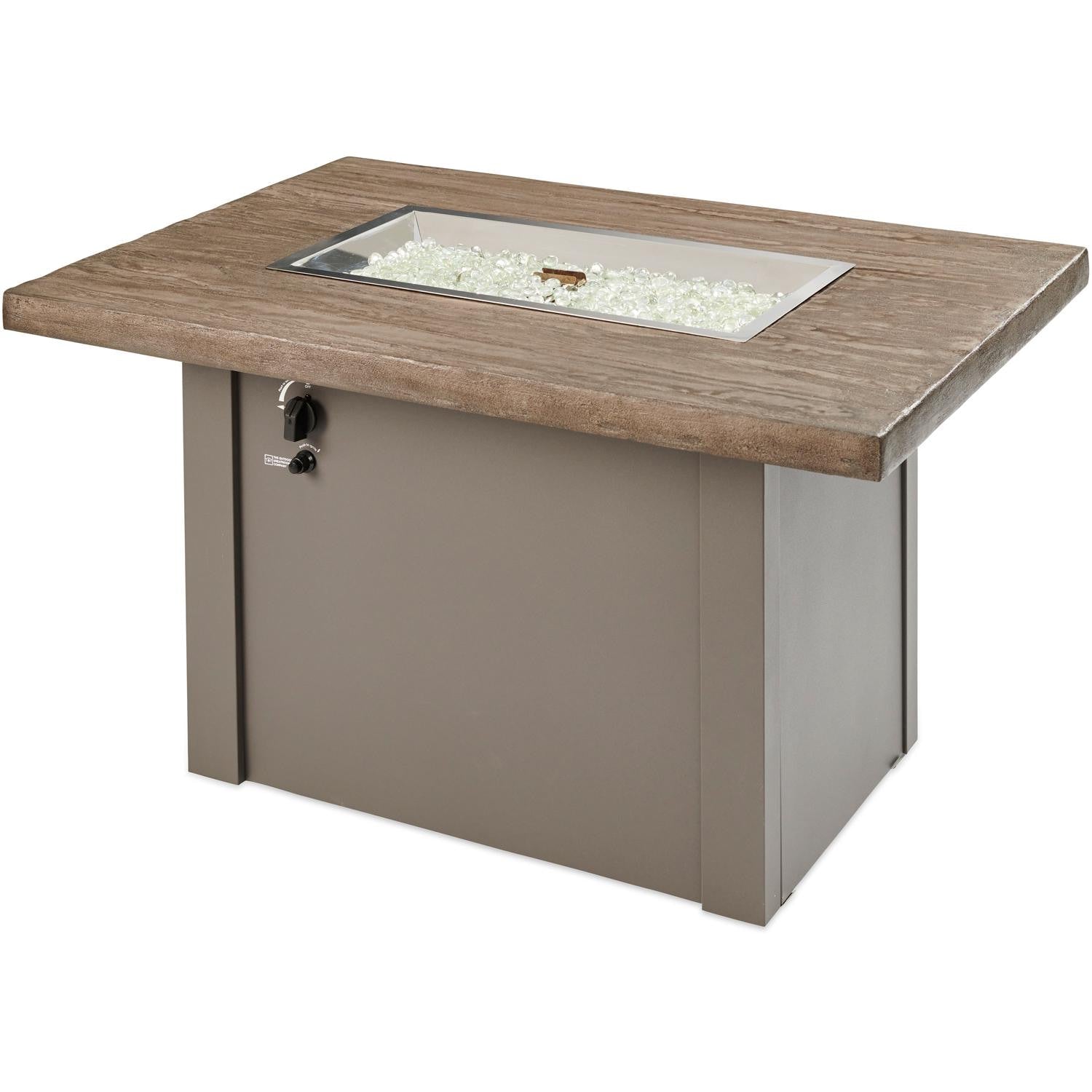 The Outdoor GreatRoom Company 44" Driftwood Havenwood Rectangular Gas Fire Pit Table with Grey Base (HVDG-1224-K) Fire Pit Table The Outdoor GreatRoom Company   