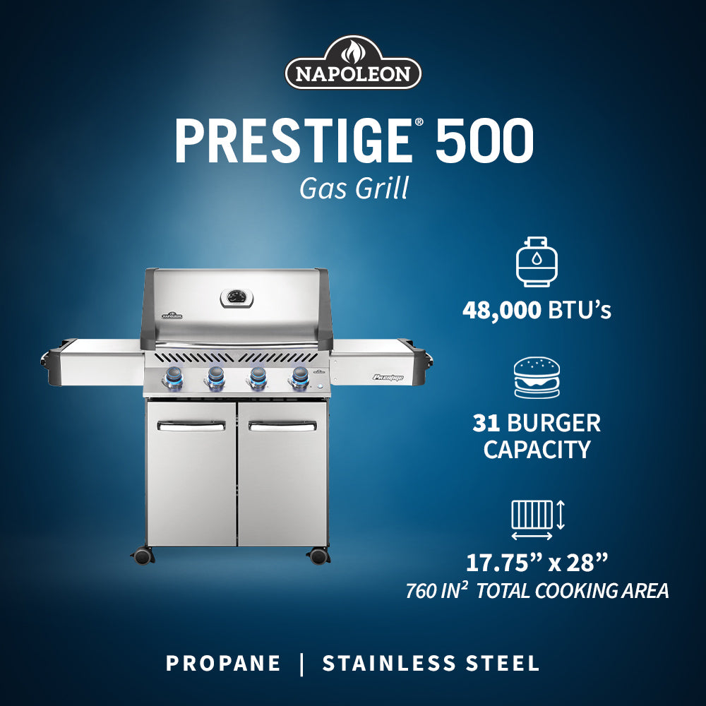 Napoleon Prestige® 500 66" Propane Gas Grill  Stainless Steel Free Standing Gas Grill Napoleon   