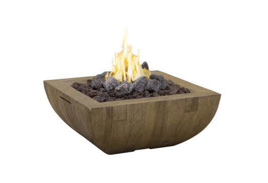 American Fyre Designs 36" Reclaimed Wood Bordeaux Square Gas Fire Bowl Fire Bowls American Fyre Designs French Barrel Oak Natural Gas 