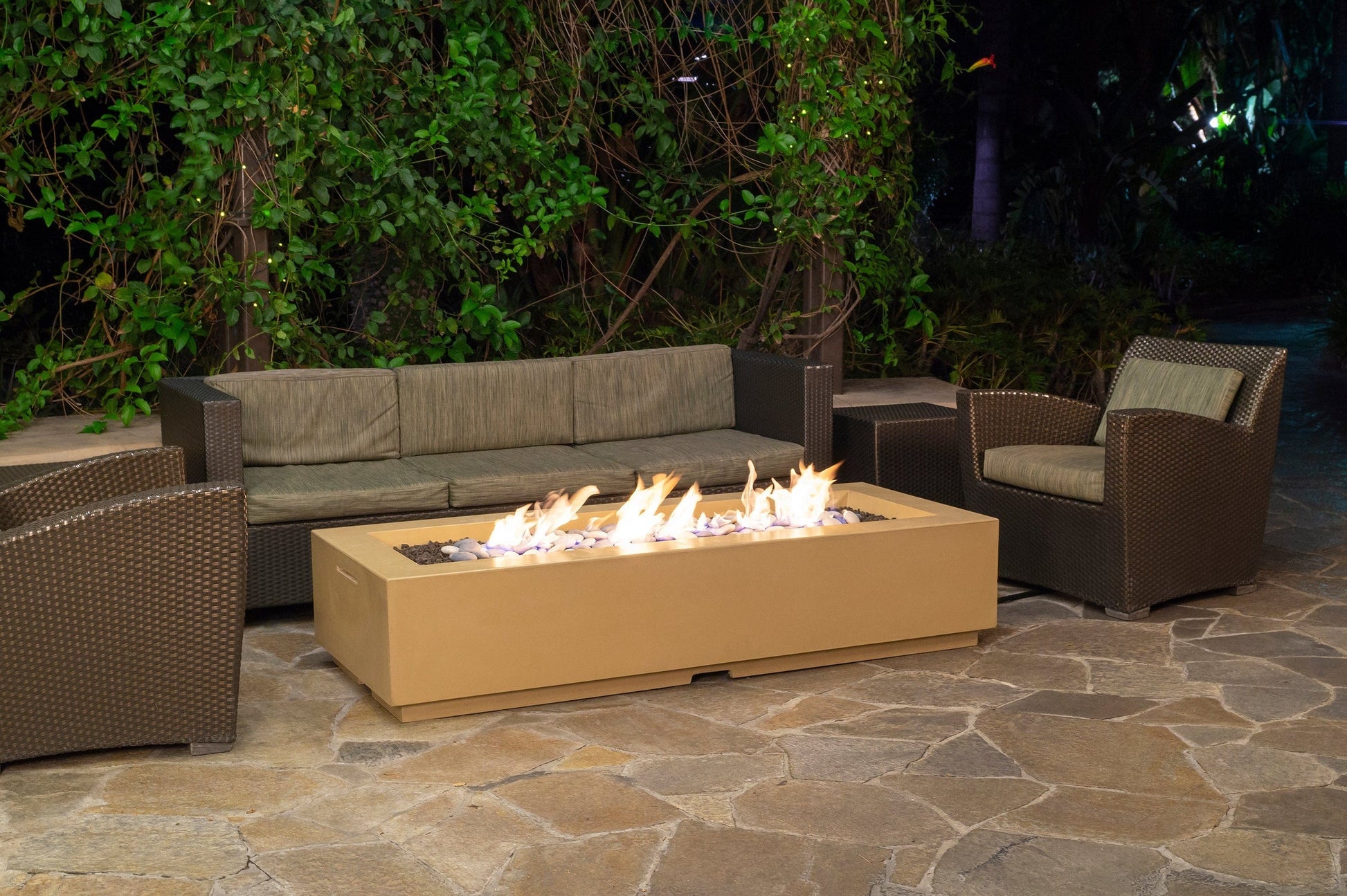 American Fyre Designs 72" Louvre Long Rectangle Gas Fire Pit Fire Pit Table American Fyre Designs   