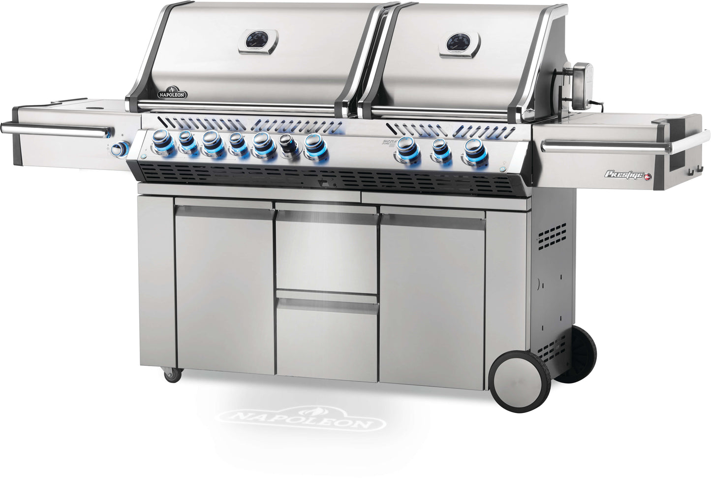 Napoleon Prestige PRO™ 825 94" Natural Gas Grill with Power Side Burner and Infrared Rear & Bottom Burners  Stainless Steel Free Standing Gas Grill Napoleon   