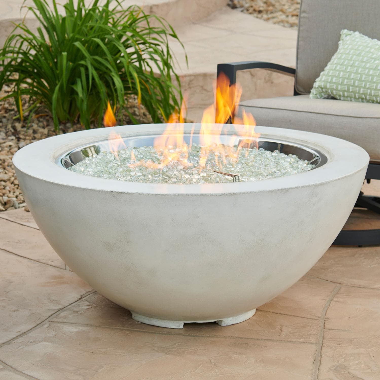 The Outdoor GreatRoom Company White Cove 42" Round Gas Fire Pit Bowl (CV-30WT) Fire Bowls The Outdoor GreatRoom Company   