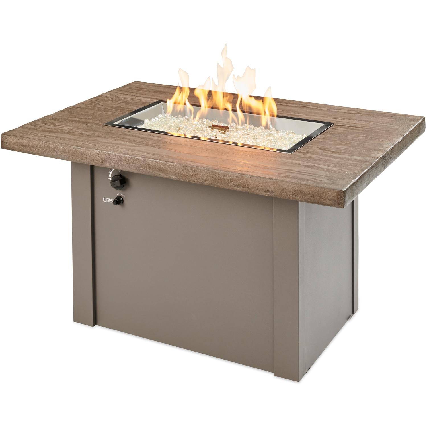 The Outdoor GreatRoom Company 44" Driftwood Havenwood Rectangular Gas Fire Pit Table with Grey Base (HVDG-1224-K) Fire Pit Table The Outdoor GreatRoom Company   