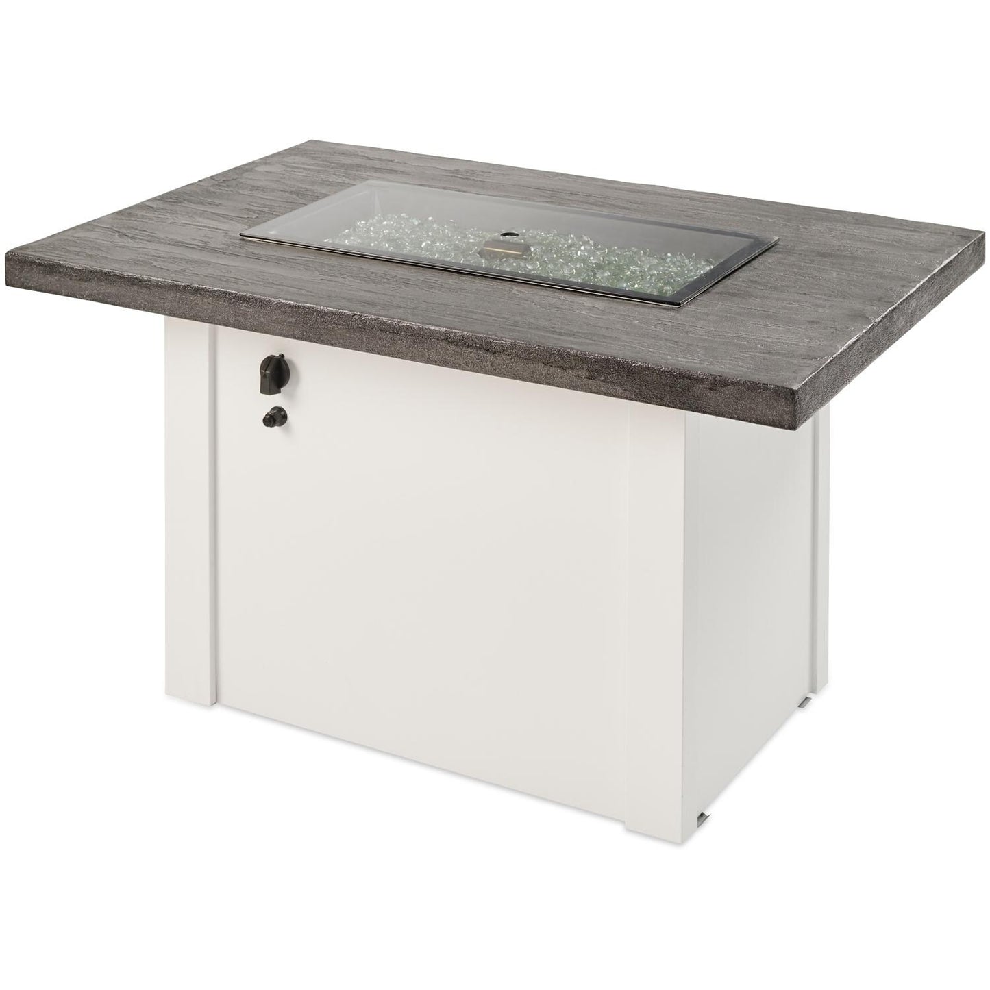 The Outdoor GreatRoom Company 44" Stone Grey Havenwood Rectangular Gas Fire Pit Table w/ White Base (HVGW-1224-K) Fire Pit Table The Outdoor GreatRoom Company   