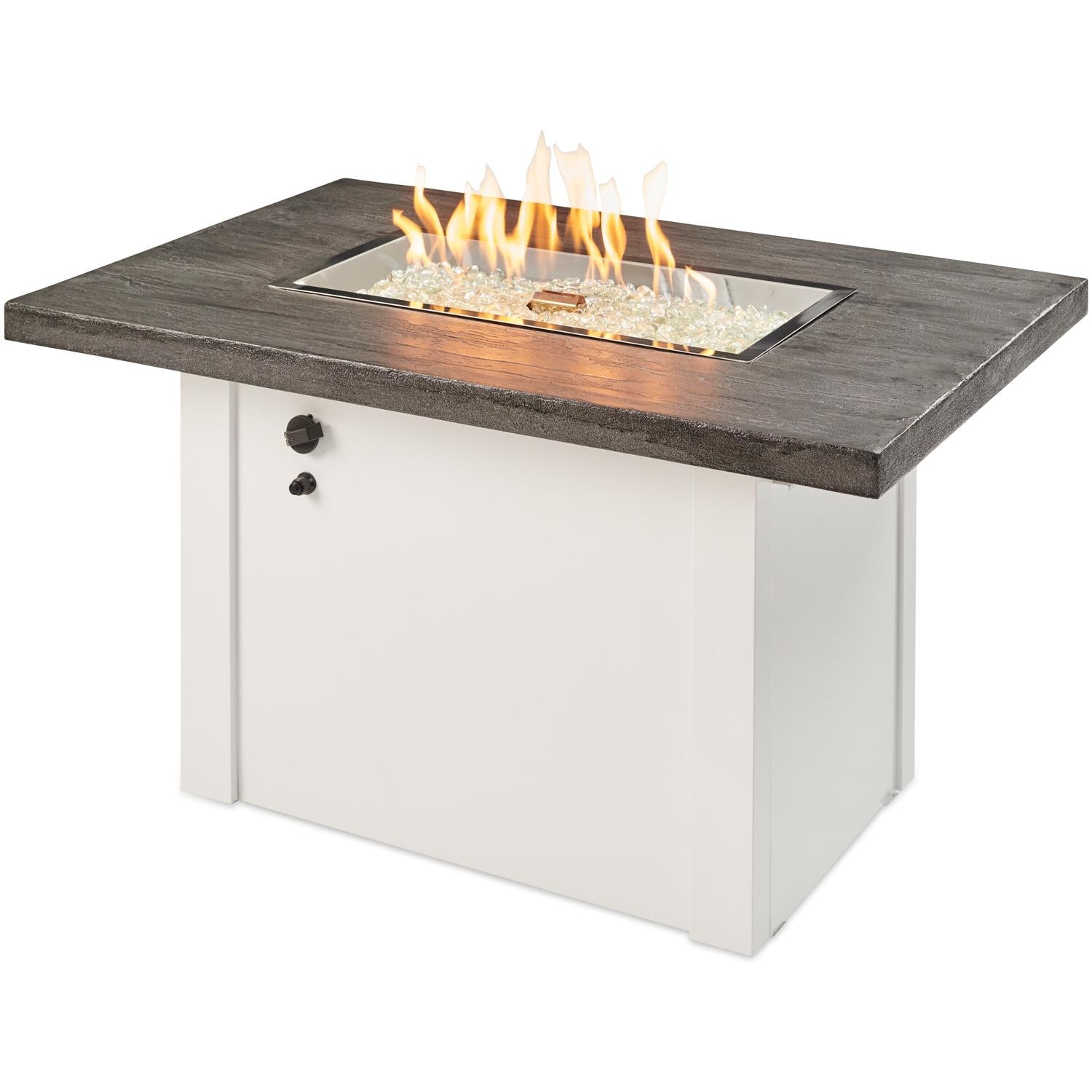 The Outdoor GreatRoom Company 44" Stone Grey Havenwood Rectangular Gas Fire Pit Table w/ White Base (HVGW-1224-K) Fire Pit Table The Outdoor GreatRoom Company   