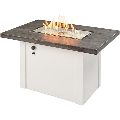 The Outdoor GreatRoom Company 44" Stone Grey Havenwood Rectangular Gas Fire Pit Table w/ White Base Fire Pit Table The Outdoor GreatRoom Company   