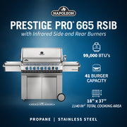 Napoleon Prestige PRO 665 76" Propane Gas Grill with Infrared Rear and Side Burners  Stainless Steel (PRO665RSIBPSS-3) Propane stainless steel model PRO665RSIBPSS-3 product image 2