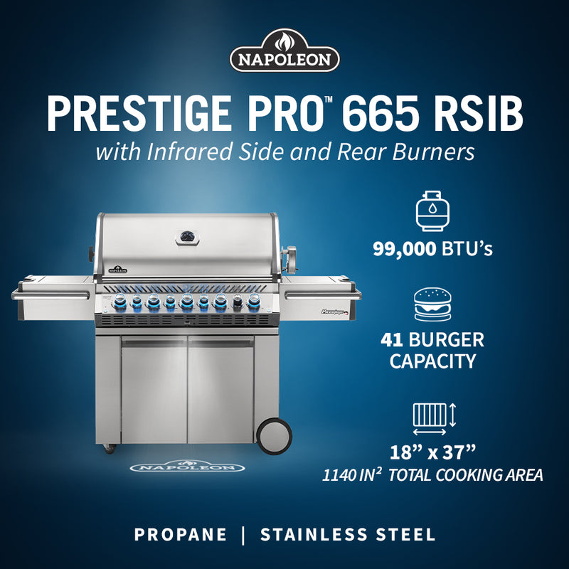 Napoleon Prestige PRO 665 76" Propane Gas Grill with Infrared Rear and Side Burners  Stainless Steel (PRO665RSIBPSS-3) Propane stainless steel model PRO665RSIBPSS-3 product image 2