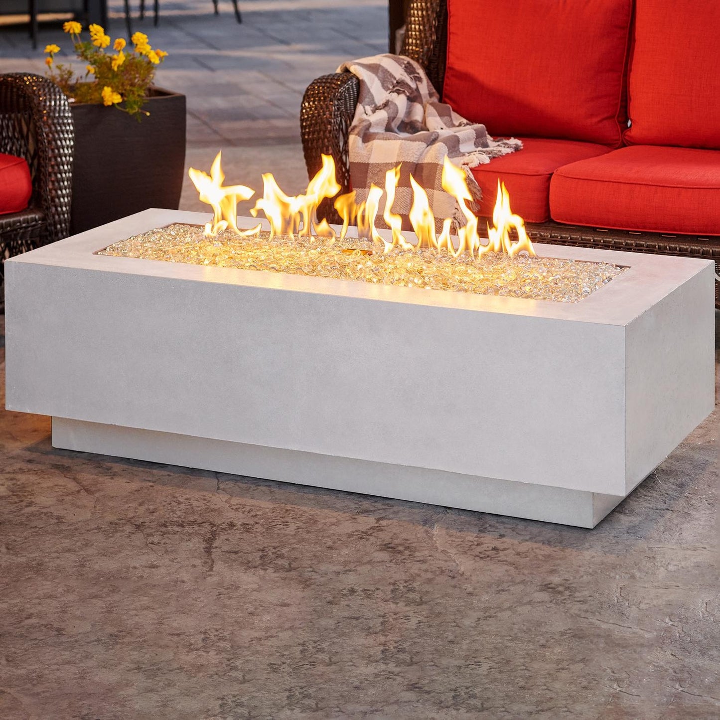 The Outdoor GreatRoom Company 54" White Cove Linear Gas Fire Table (CV-54WT) Fire Pit Table The Outdoor GreatRoom Company   