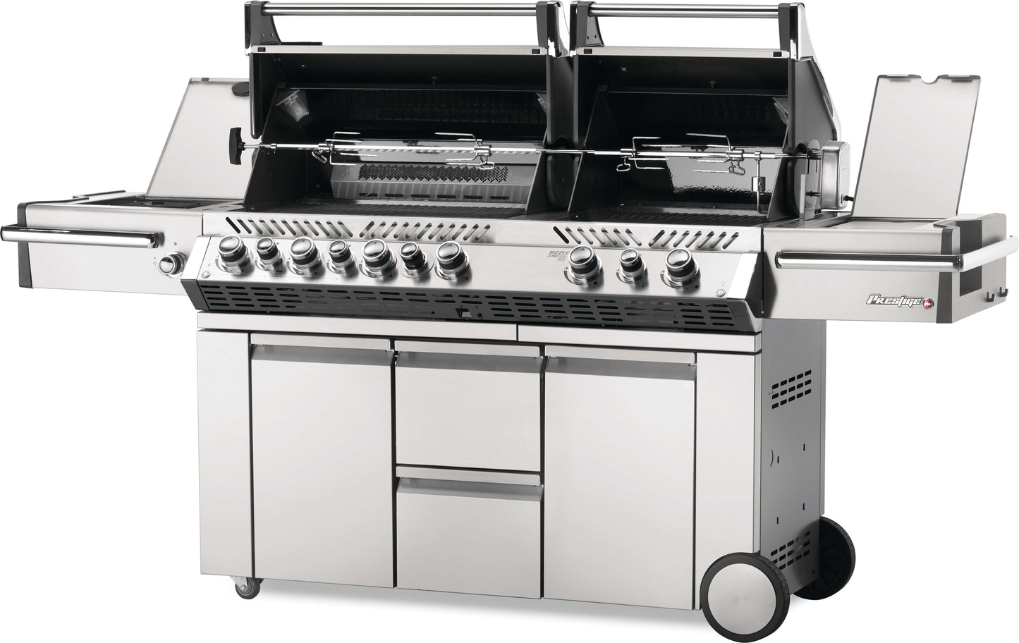 Napoleon Prestige PRO™ 825 94" Propane Gas Grill with Power Side Burner and Infrared Rear & Bottom Burners  Stainless Steel Free Standing Gas Grill Napoleon   