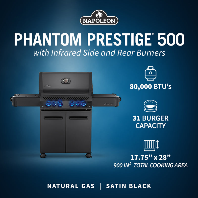 Napoleon PHANTOM Prestige 500 66" Natural Gas Grill with Infrared Side and Rear Burner (P500RSIBNK-3-PHM) Natural Gas stainless steel model P500RSIBNK-3-PHM product image 2