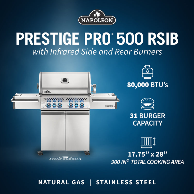 Napoleon Prestige PRO 500 66" Natural Gas Grill with Infrared Rear and Side Burners  Stainless Steel (PRO500RSIBNSS-3) Natural Gas stainless steel model PRO500RSIBNSS-3 product image 2