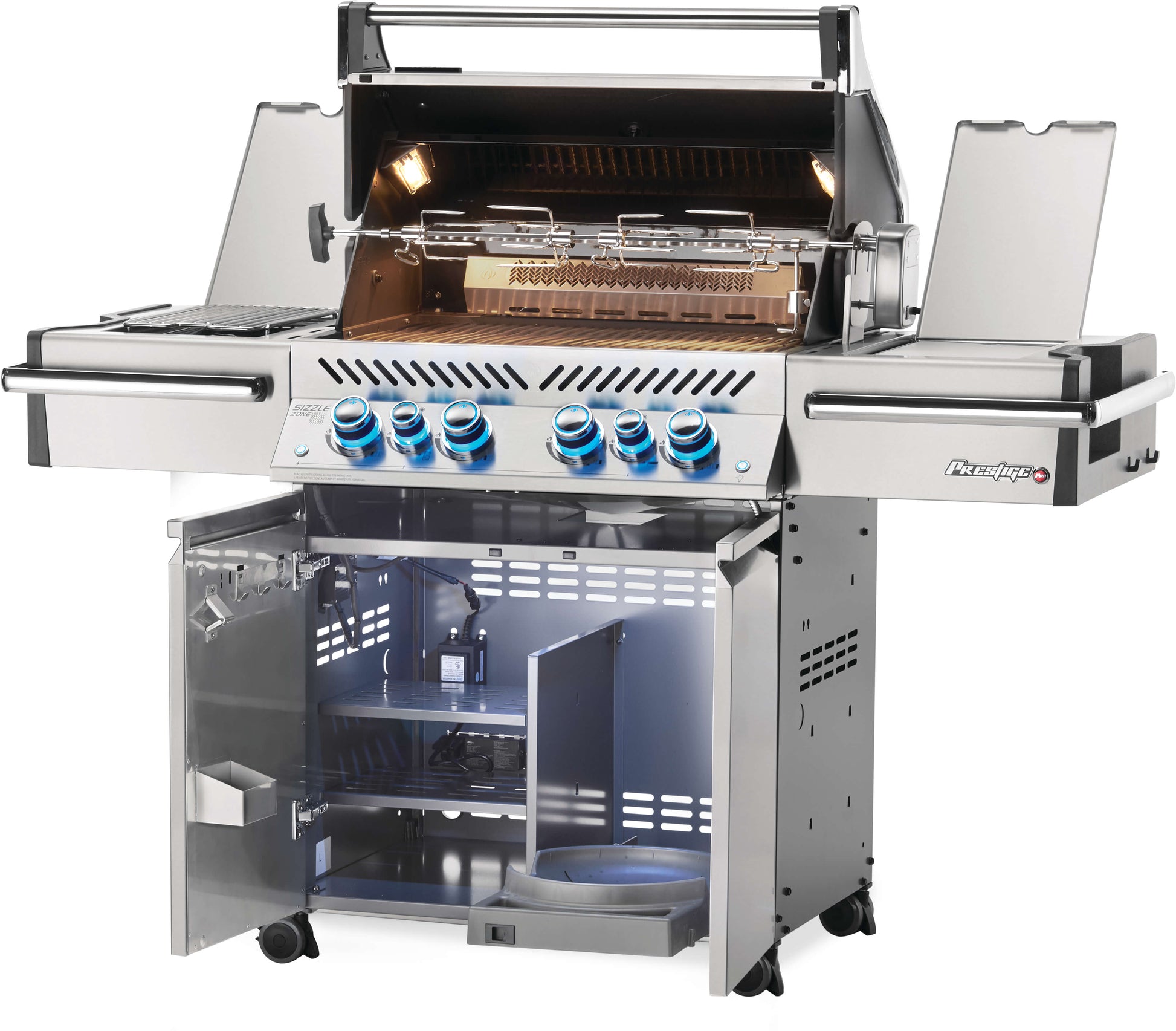 Napoleon Prestige PRO™ 500 66" Natural Gas Grill with Infrared Rear and Side Burners  Stainless Steel Free Standing Gas Grill Napoleon   