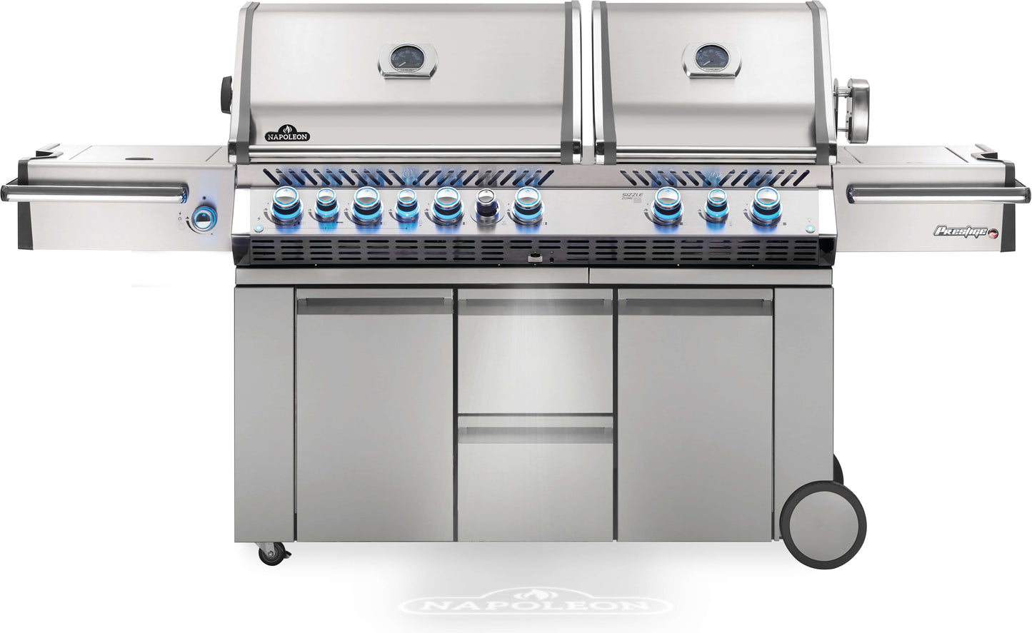 Napoleon Prestige PRO™ 825 94" Natural Gas Grill with Power Side Burner and Infrared Rear & Bottom Burners  Stainless Steel Free Standing Gas Grill Napoleon   